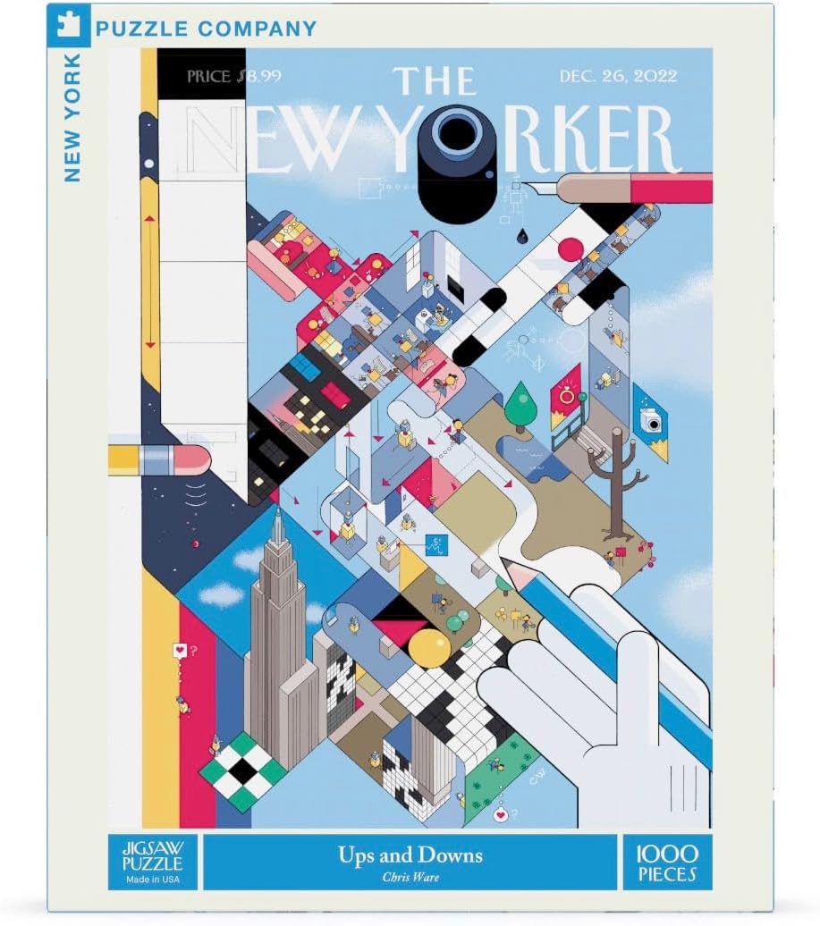 New York Puzzle Company - New Yorker Ups and Downs - 1000 Piece Jigsaw Puzzle for Adults by Chris Ware