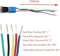 Vista 6 de ESUPPORT Interruptor de botón momentáneo de 12V para auto, vehículo, con luz LED azul, carcasa negra, interruptor de encendido de motor, enchufe