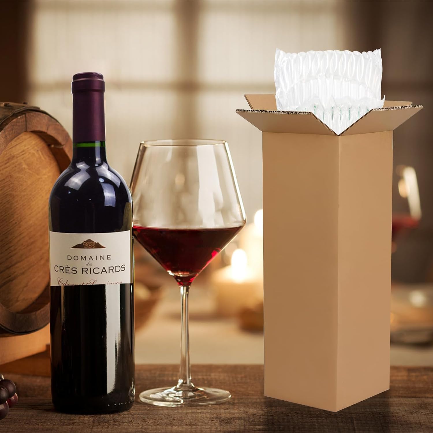 Set di 25 scatole per la spedizione di vino, 13 x 13 x 38 cm, scatole di cartone per bottiglie di vino, sacchetti protettivi e pompa, per spedizioni, viaggi, traslochi, sicurezza di bottiglie di vetro