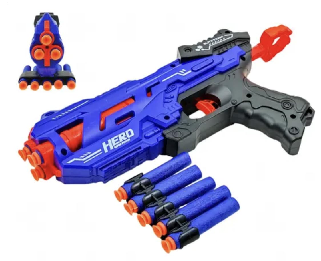 Kidoyz Easy-Shoot Soft Bullet Gun for Little Kids β My First Foam Blaster with 8 Soft Darts | Easy Cocking Toy Gun for 3 4 5 Year Old Boys Girls | Safe Indoor Outdoor Shooting Game (Blue) 3