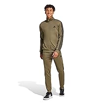 adidas Uomo Sportswear Basic 3 Stripes Tricot Tracksuit, Tuta da Allenamento, Verde (Olive Strata), S