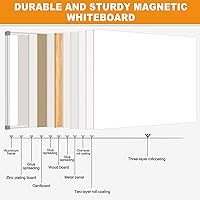 Vista 3 de H-Qprobd Large White Board Dry Erase Board for Wall 72"X40" Magnetic Whiteboard with Long Pen Tray, Presentation Dry Erase Boards for Office