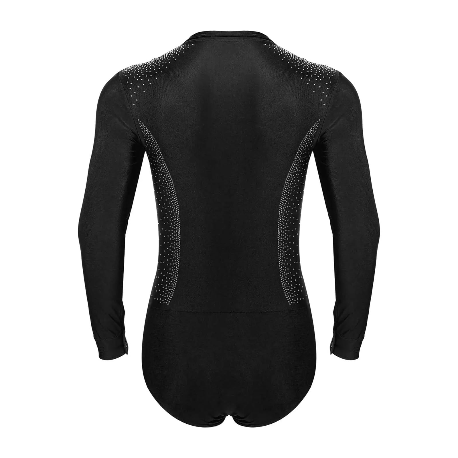 Maillot de Danza para Hombres Traje de Baile de Patinaje artístico for Hombre, Traje de Baile Latino, Tango, Baile de salón, Camisetas, Leotardo con Diamantes de imitación Brillantes(White,M)