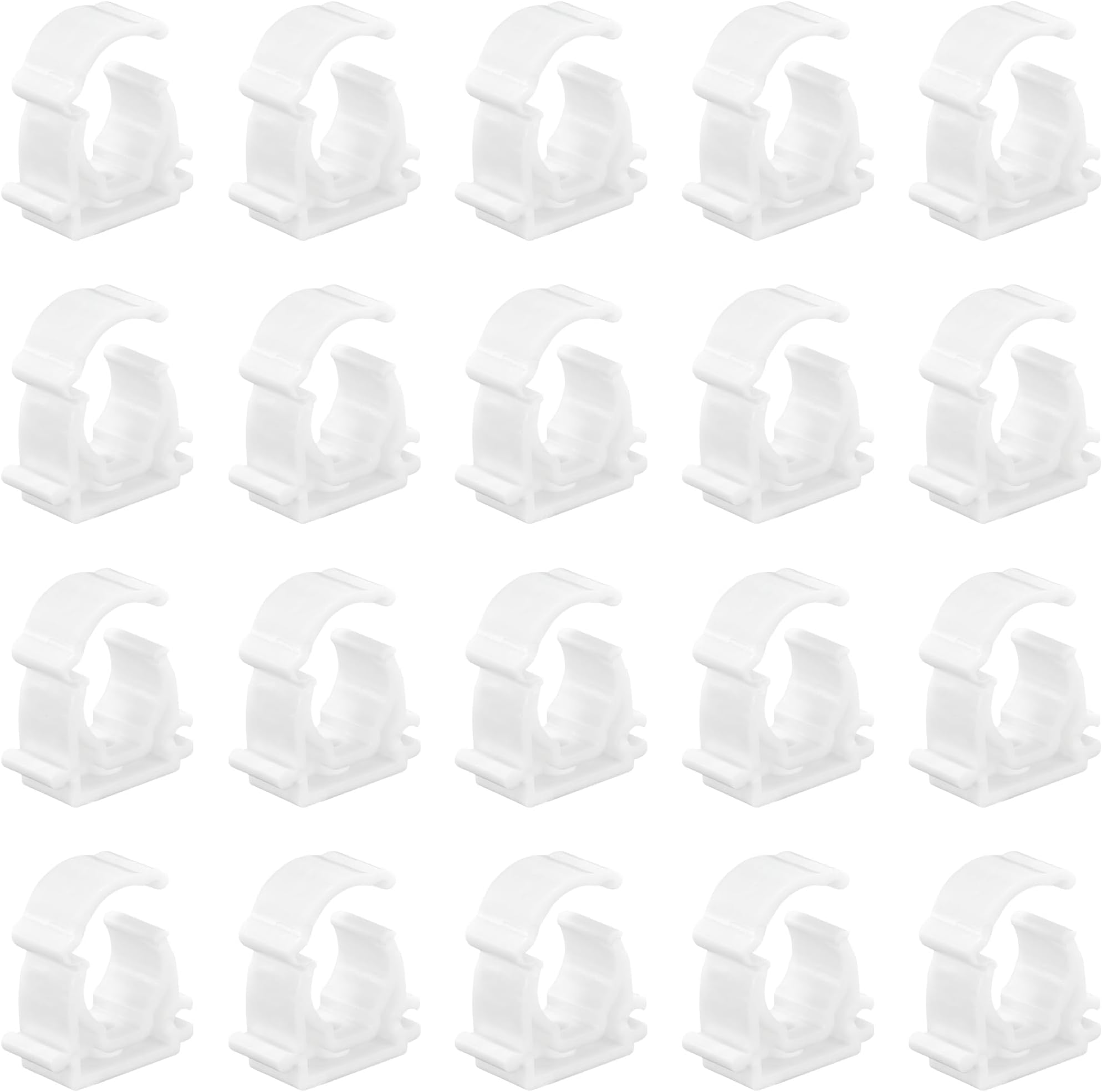 20 PCS White Plastic Water Pipe Clamps,Snap-On Single Tube Clips (16mm Inner Diameter)