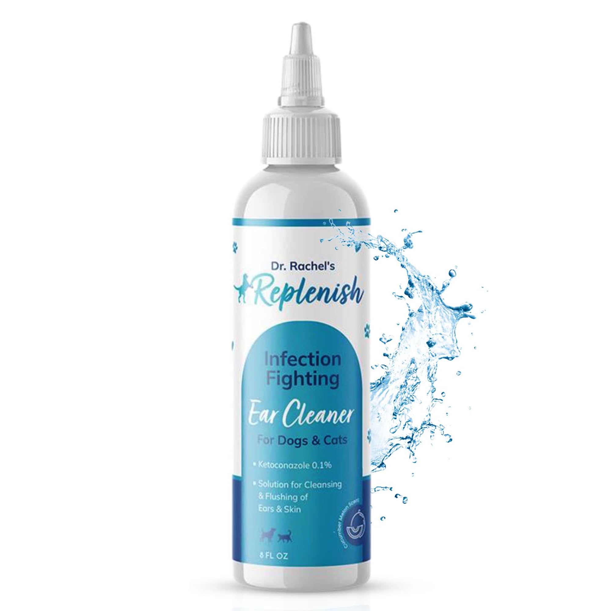 Replenish Otic Ear Cleaning Solution for Dogs – Antiseptic Ear Cleaner for Dogs & Cats – Advanced Ear Flush for Yeast Treatment and Odor Control – 8 oz