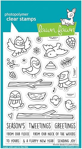 Lawn Fawn LF3225 Winter Birds 4X6 Juego de sellos transparentes