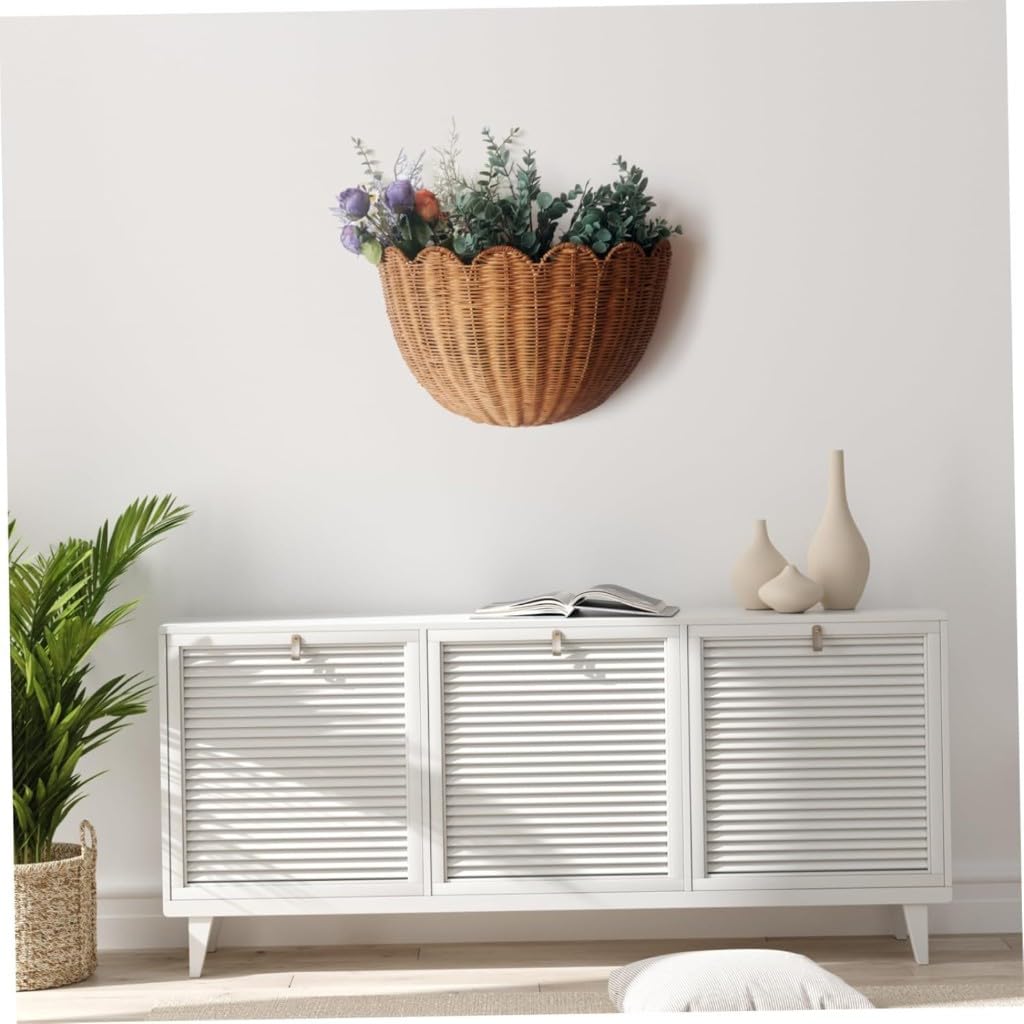 Cesta Colgante Ratán Tejida a Mano para Frutas Solución Pared Rústica