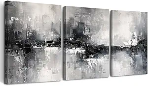 DZRWUBHS Black and White Wall Painting for Living Room - Canvas Art Decor for Bedroom - Inspirational Abstract Pictures - Modern Office Minimalist Home Artwork - Ready to Hang Set of 3