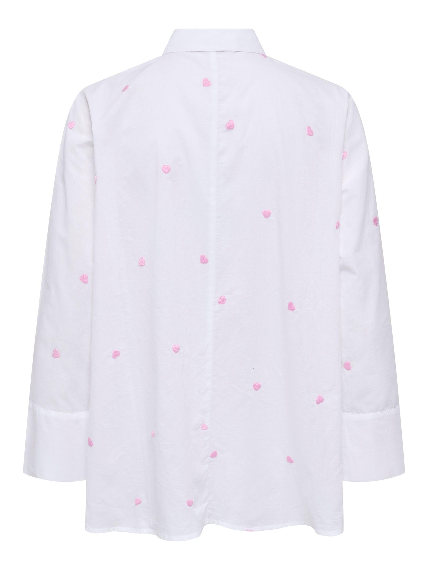 Only Onlnew Lina Grace Ls EMB Shirt Noos WVN Chemise à Manches Longues avec Fermeture à Boutons Femme