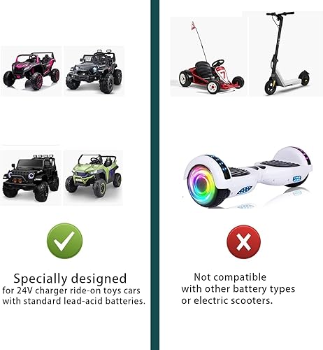 Miniatura 6 de Cargador de 24 V para coche de paseo en coche, cargador de batería para niños de 24 voltios con luz indicadora de carga para juguete de paseo en