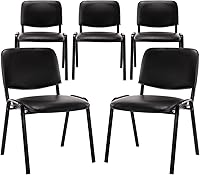 Vista 9 de 5 sillas apilables con brazo para tableta, recepción, sillas laterales de conferencias, con respaldo de piel sintética, muebles de vestíbulo