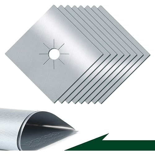 Stove Top Covers for Gas Burners, Stove Burner Covers Heat Resistant, Forsisco Reusable Gas Stove Burner Liners, Easy to Clean Stove Top Protectors Guard for Kitchen Gas Ranges (8pcs Silver)