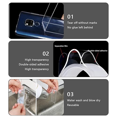 Miniatura 5 de LSJNHMJY Cinta de doble cara Cinta adhesiva de acrílico de doble cara transparente impermeable sin dejar rastro Resistencia a altas temperaturas