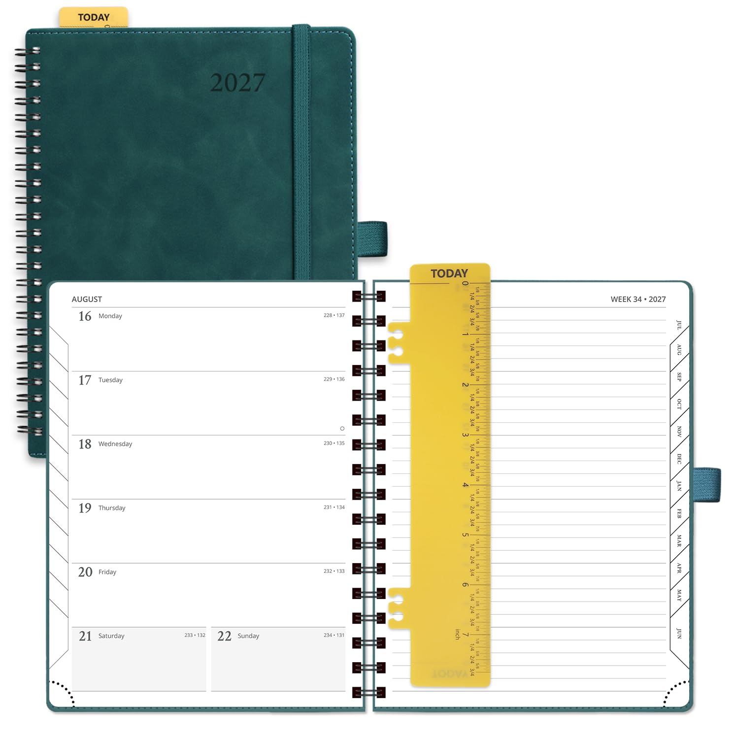 POPRUN 2027 Diary A5 Planner 2027 Weekly Planner & Notebook In One, Spiral