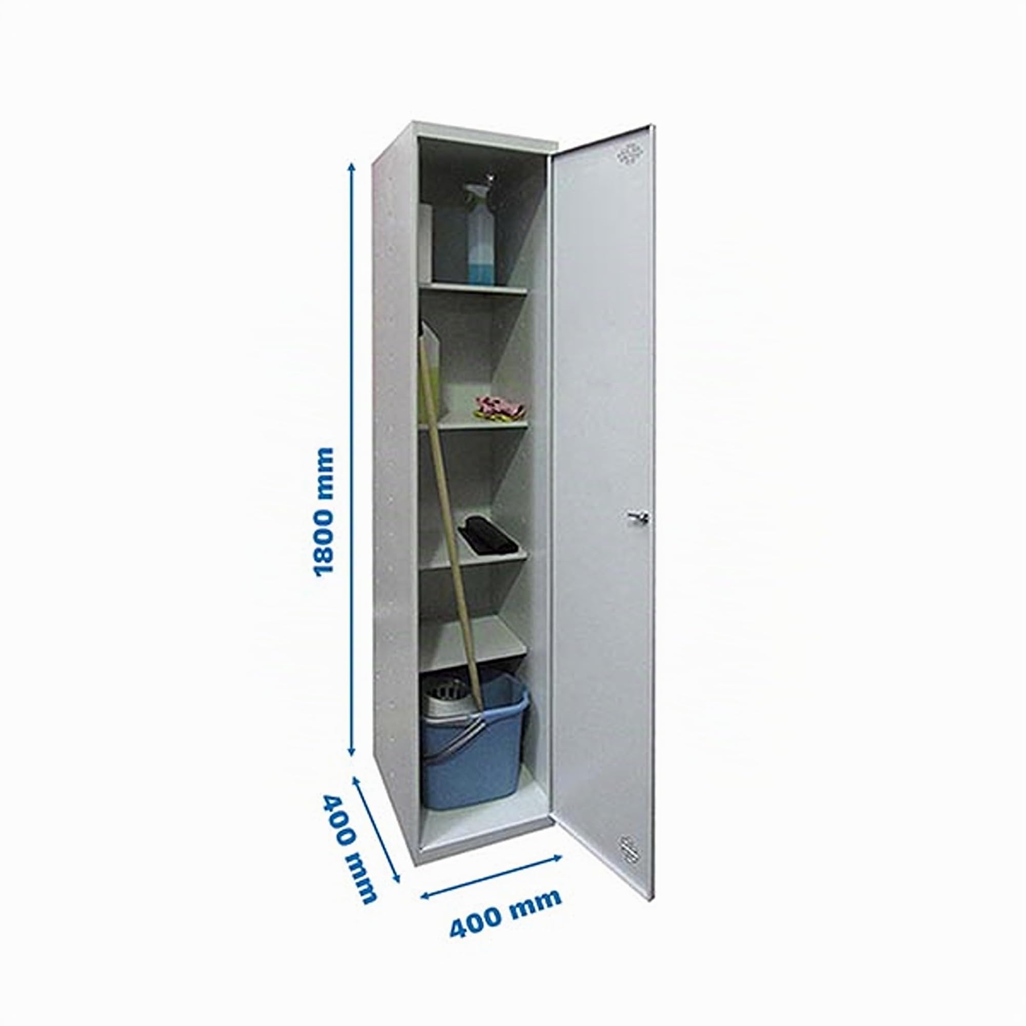 Simon Rack Armoire Métallique de Rangement 1800x400x400, 1 Porte, 4 Étagères, Charge 75 kg par Niveau, Gris - Simonlocker
