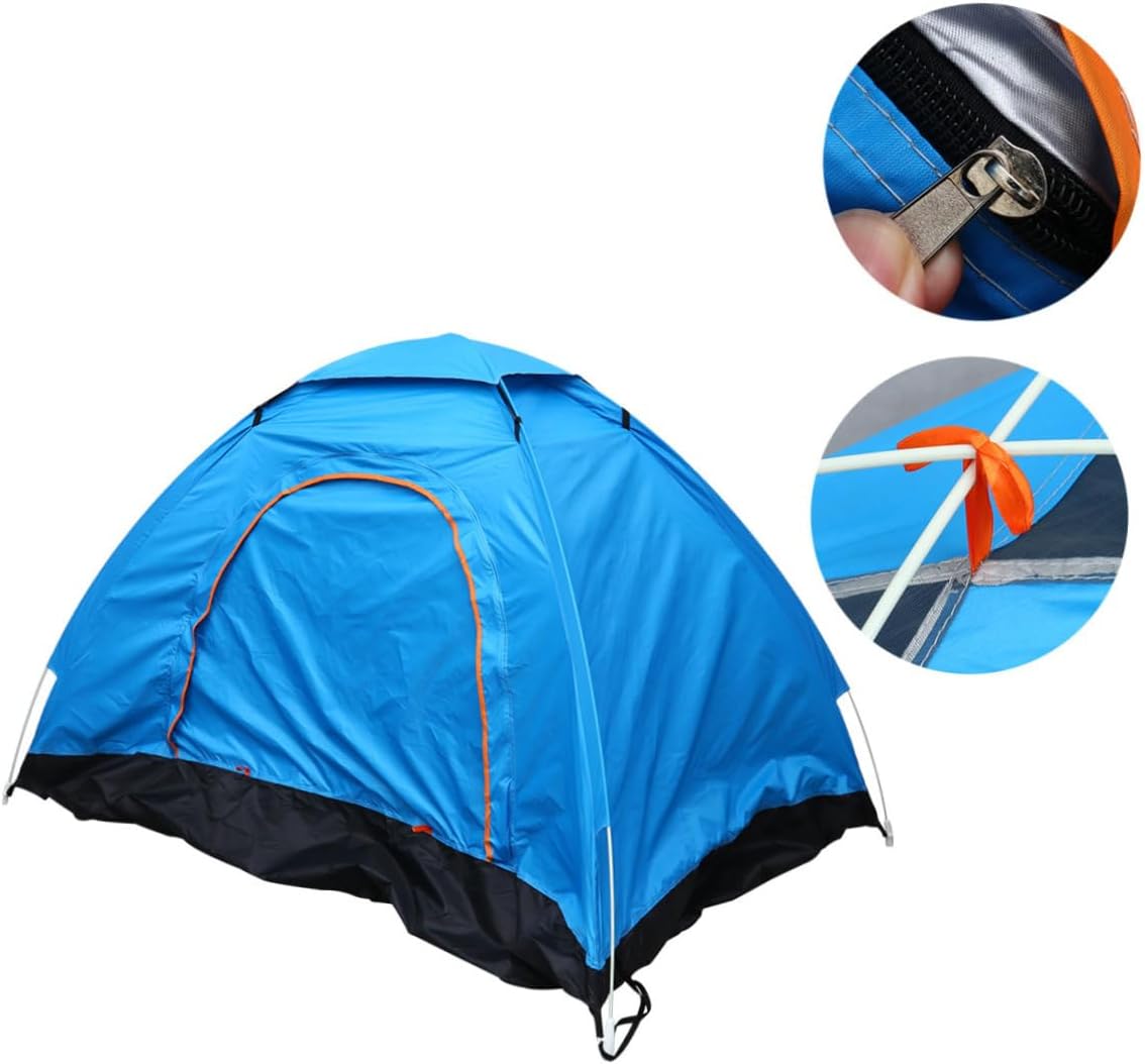 POPETPOP Simple Portable Rainproof Camping Tent for People Breathable Sun Shelter for Beach and Outdoor Activities Easy Setup Blue Tent