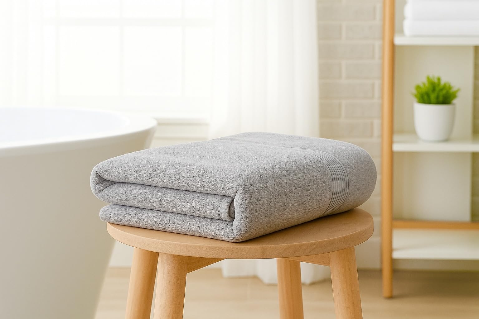 Diamond Tex Extra Large Bath Sheet Towel Set with Hanging Loop, Egyptian Cotton 600 gsm Water Absorbent Bath Towels (Silver,90 x 180 cm)