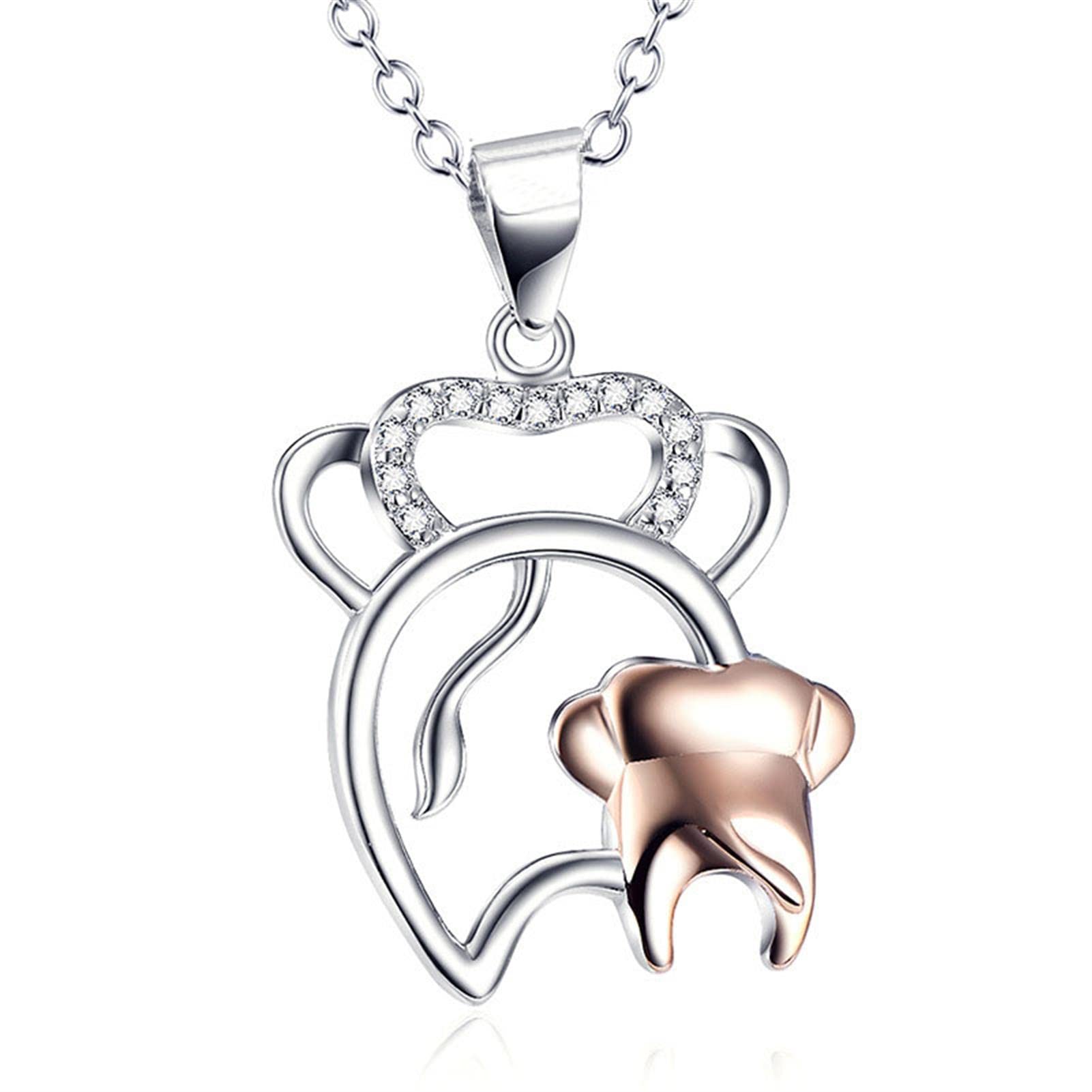 hixswnu Collana Catena Ciondolo Catena 925 Argento Animale Madre e Bambino Ciondolo Oro Rosa Grande Regalo per Donne e Madri