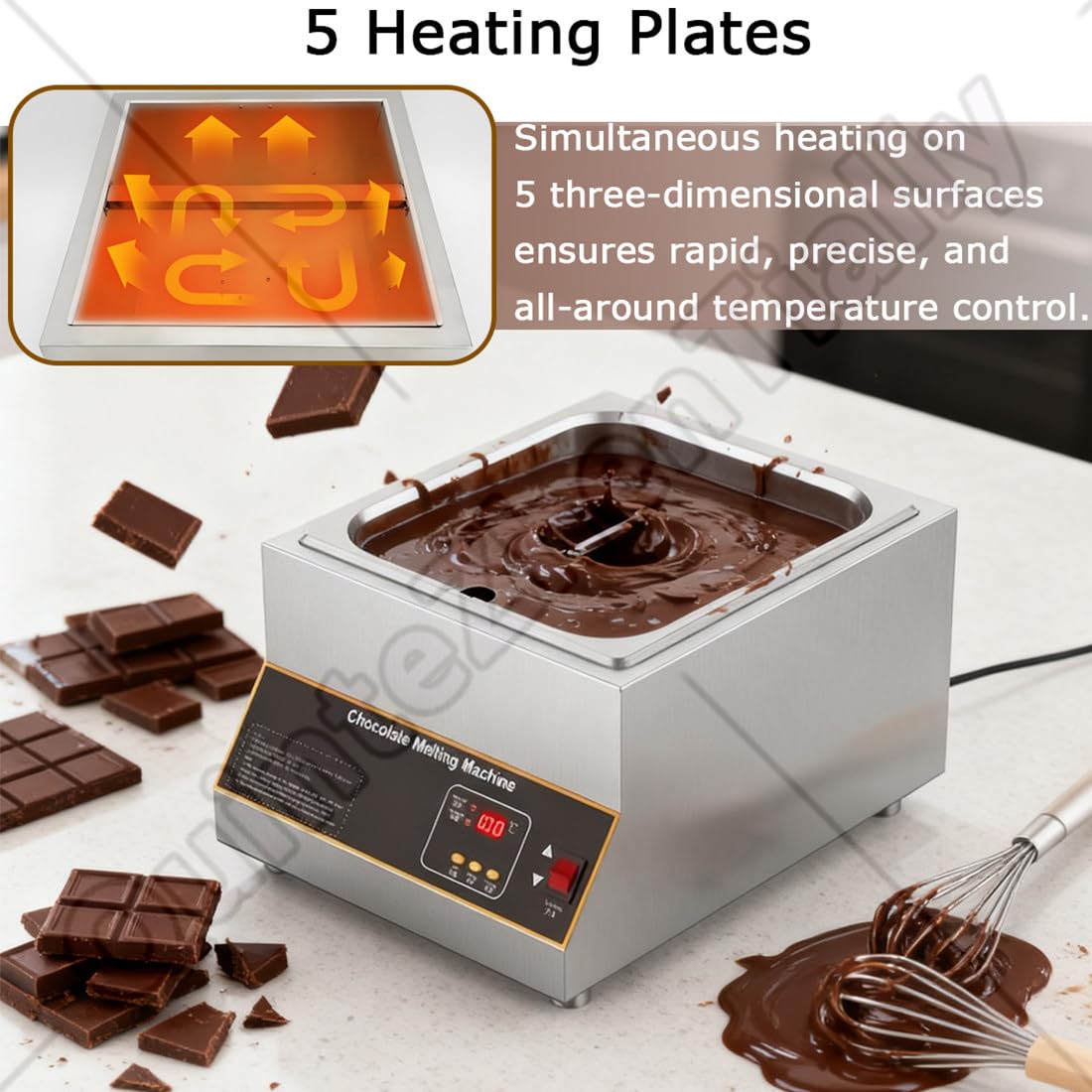 500w Crogiolo Cioccolato,12 L Macchina Elettrica Sciogliere Cioccolato,Temperatrice Professionale Elettrico,per Sciogliere Riscaldare Cioccolata/Latte/Crema/Zuppa Onepot