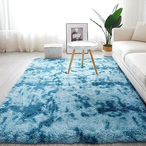 LYKEJI Alfombras de Interior Modernas Ultra Suaves, alfombras mullidas para Sala de Estar, adecuadas para el Dormitorio de los niños, decoración del hogar, alfombras de guardería (Azul, 80 x 120 cm)