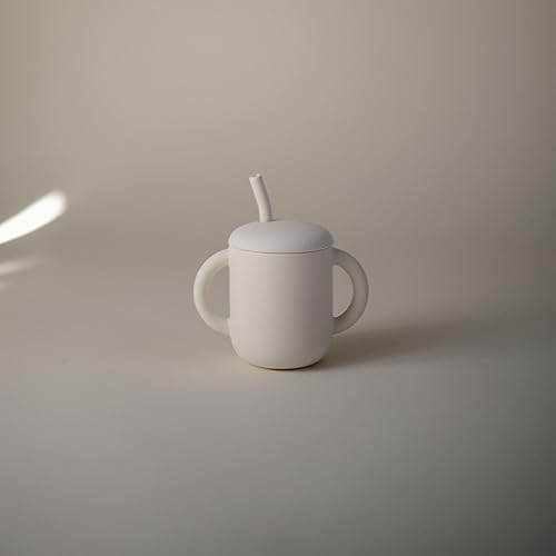 Miniatura 3 de mushie Taza de entrenamiento 100% silicona y popote para niños pequeños  6 meses + (ballenas)