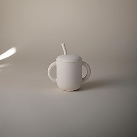 mushie 100% Silicone Training Cup & Straw for Toddlers | 6 Months+ (Whales)