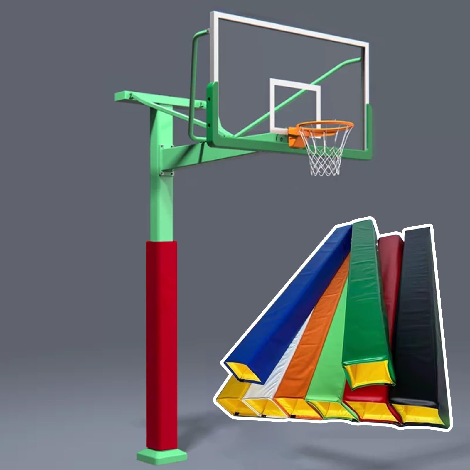 Imbottitura per bastone da basket multicolore, 183 cm, impermeabile, autoadesivo, per scuole, parchi, palestre, cuscino quadrato (rosso, 13in x13in / 33 x 33 cm)