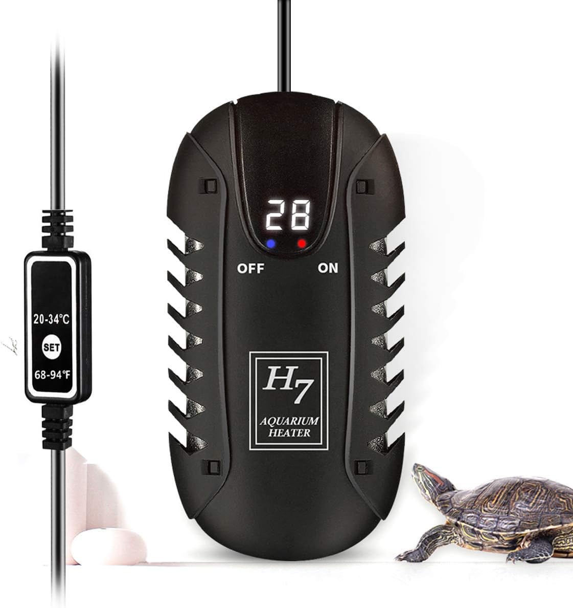 Titanium Alloy Aquarium Heater Digital Reading Dispaly with Out-of-Water Controller for Auquarium Tank, Corrosion-Resistant 200W (50W)