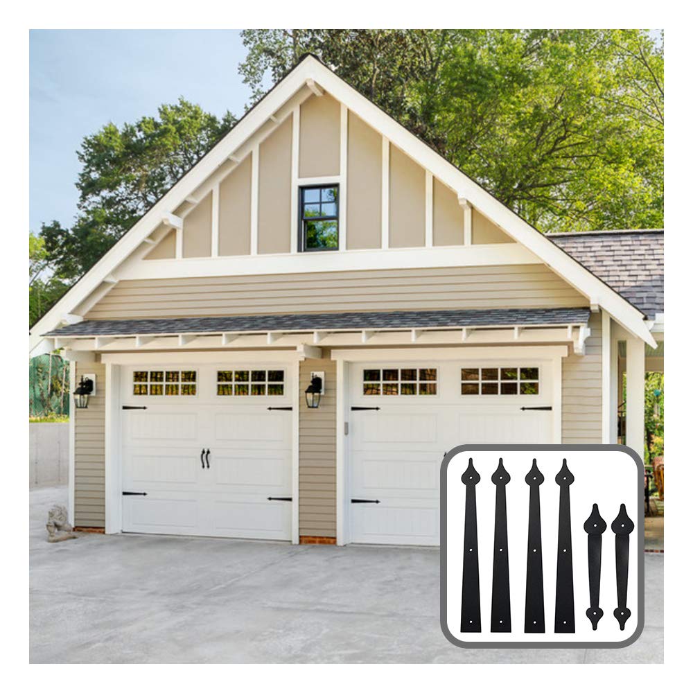 Lot De 4 Charnières Décoratives Noires Pour Porte De Garage – Quincaillerie Incluse, Style 16