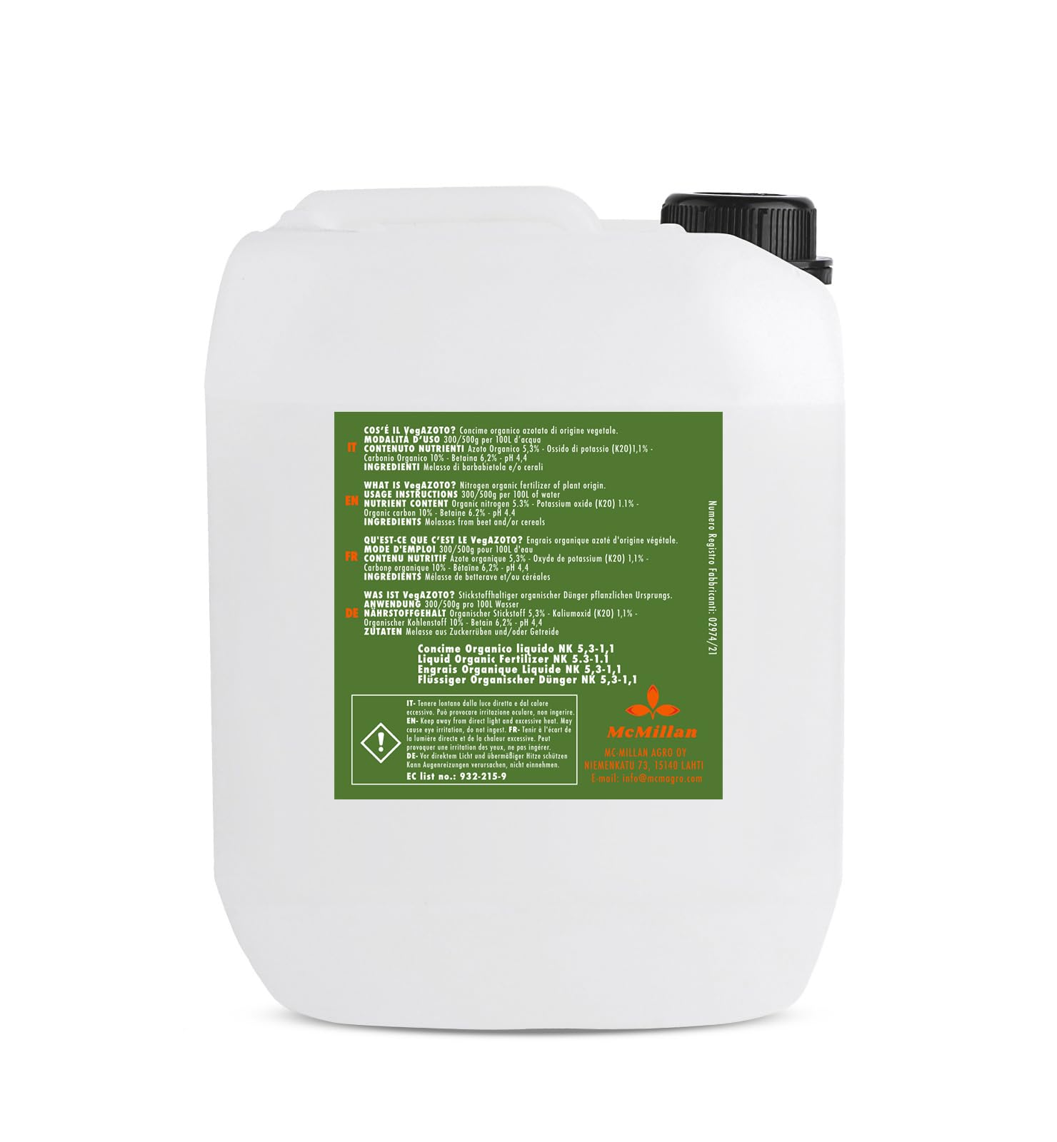 VegAzoto 5kg | Engrais Liquide Organique Végétal pour Plantes en Pots, Jardin, Balcon, Riche en Azote, Potassium, Bétaïne