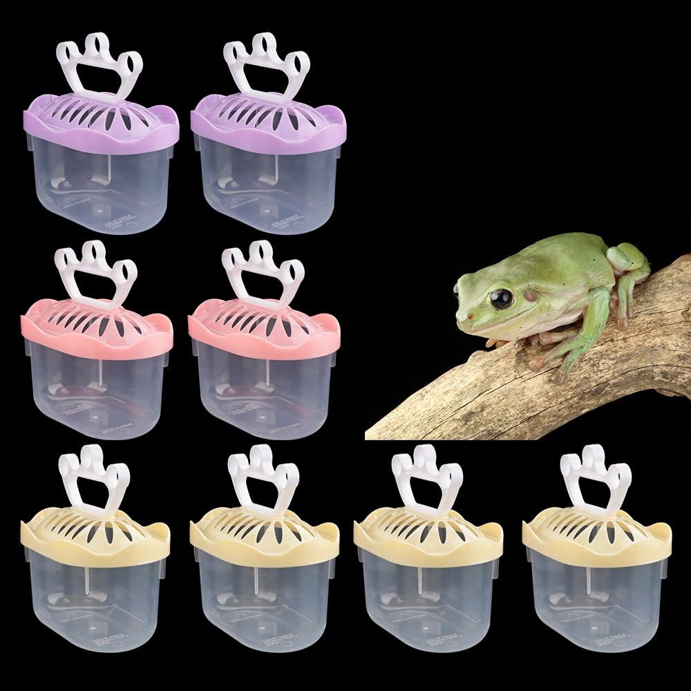 8 Pack Small Plastic Reptile Carrier Turtle Enclosure Fog Breeding Box Hatching Container Terrarium for Small Reptile Turtle Fog Hermit Crab Lizard