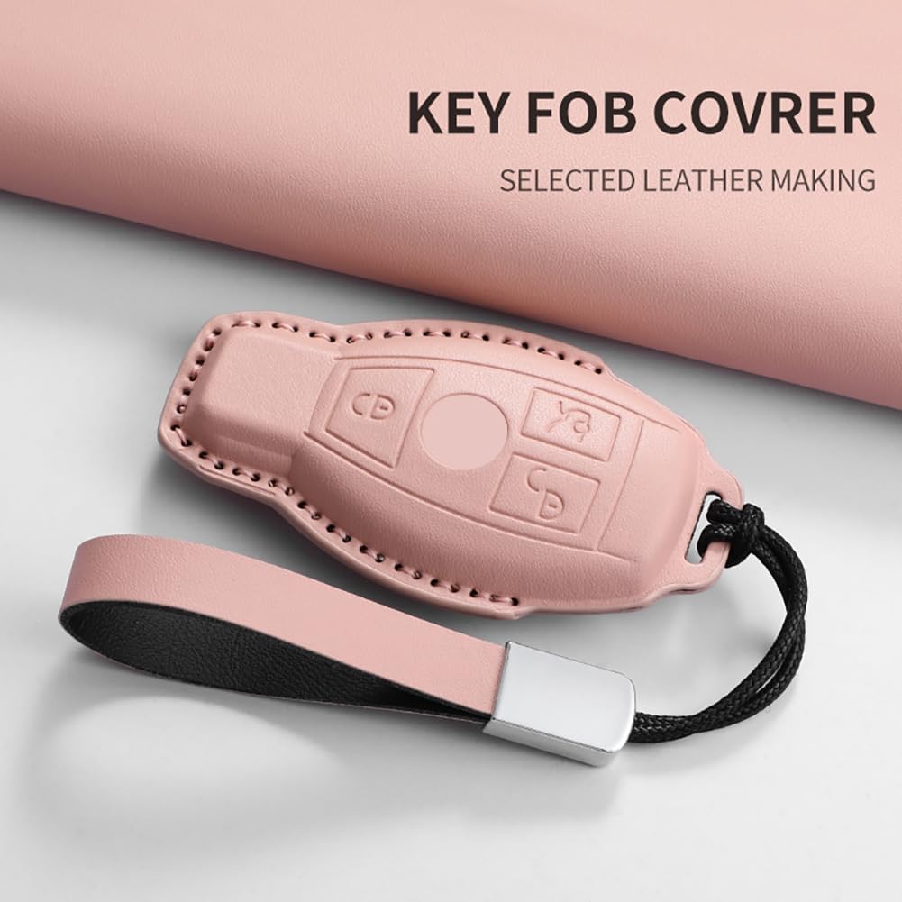 C E S G M CLS CLK G R Class Sprinter 300 Series Leather Key Fob Cover Case Protector Keyless Entry Sleeve Accessory, Leather w/Key Chain Black Compatible with Mercedes Benz - Image 4