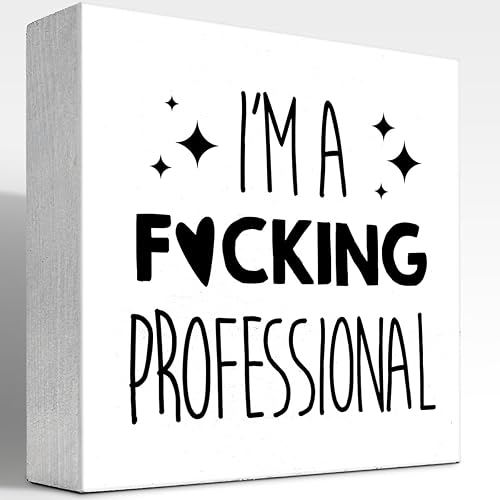 Cartel de madera divertido con texto en inglés "I'm a Professional Wood Block Box" para decoración de escritorio para el hogar, oficina, estantería,