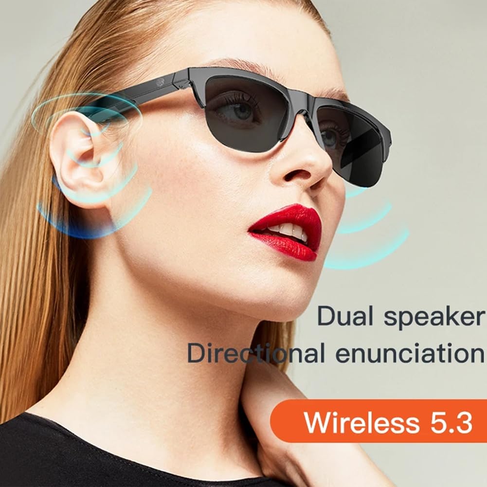 Occhiali da Sole Occhiali Bluetooth V5.3 Occhiali da Sole Occhiali Nuovi Occhiali da Sole Intelligenti Occhiali Chiama Sport all'Aria Aperta Cuffie HiFi Nero Tecnologia Anti-Touch UV