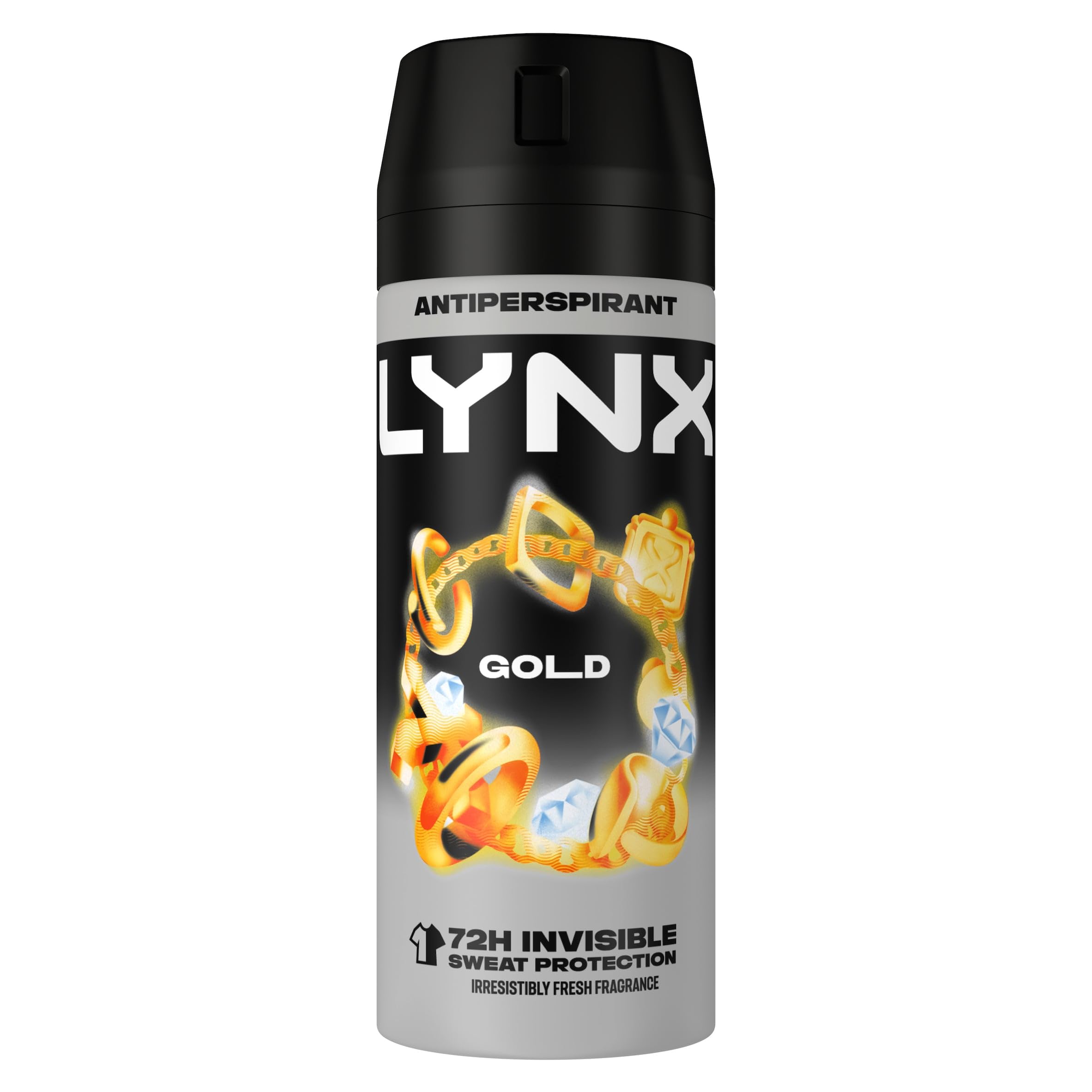 Lynx Gold Anti-Perspirant Aerosol Men's Deodorant Spray with ProScent technology and an oud wood & fresh vanilla scent for 72 hours protection against odour and wetness 6x 150 ml