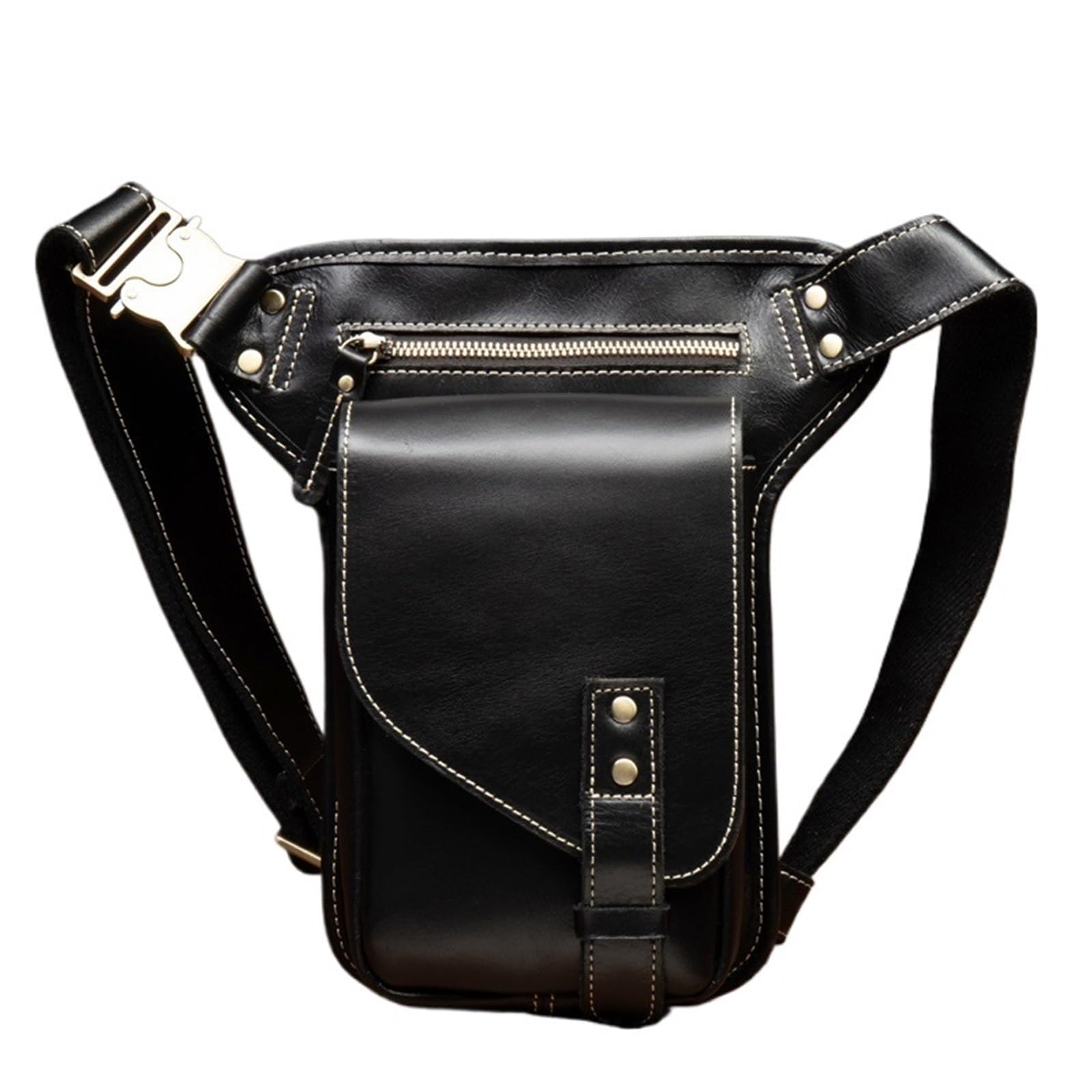 Riñonera de Pierna Bolso de Pierna de Cuero con Textura Retro, Bolso de Hombro Tipo Mensajero de Cuero con Bolsillo de Cuero, Bolso de Cuero for Motocicleta for Hombre para Hombre Muje