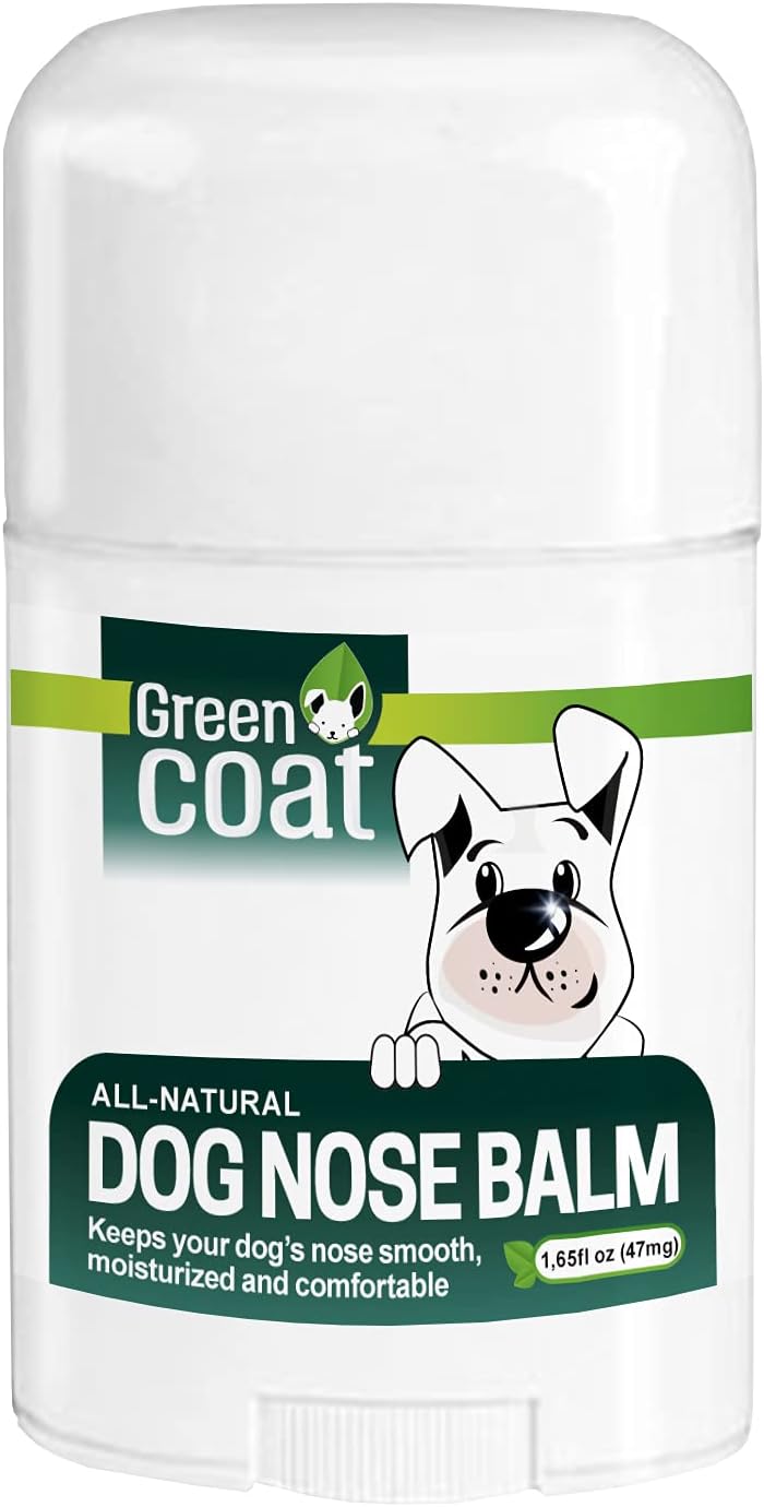 GREEN COAT Natural Dog Nose Balm | Dog Nose Balm Treats Dry, Chapped, ed Noses | Dry Nose Relief for Dogs | Heals & Protects - Dog Nose Moisturizer | Made in The USA |1,65fl oz 47 mg.