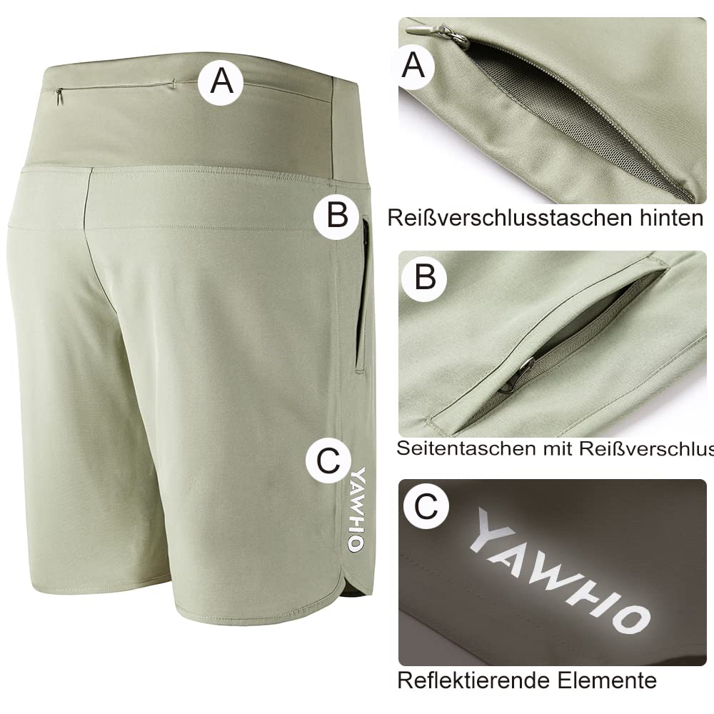 Pantaloncini sportivi da donna, corti, per corsa, sport, corti, estivi, ad asciugatura rapida, a vita alta, fitness, running, palestra, con tasca con cerniera