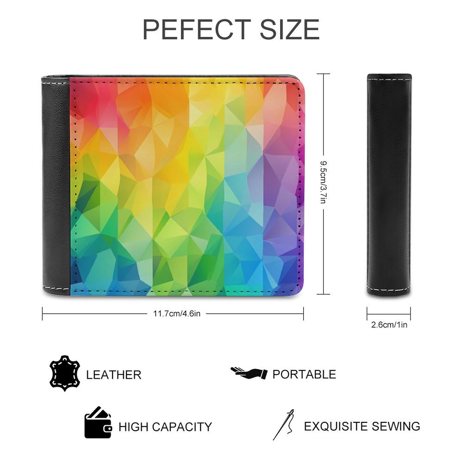 Rainbow LGBT Pattern Funny Billfold Wallet Credit Card Holder Slim Passcase Pouch Purse for Men Women