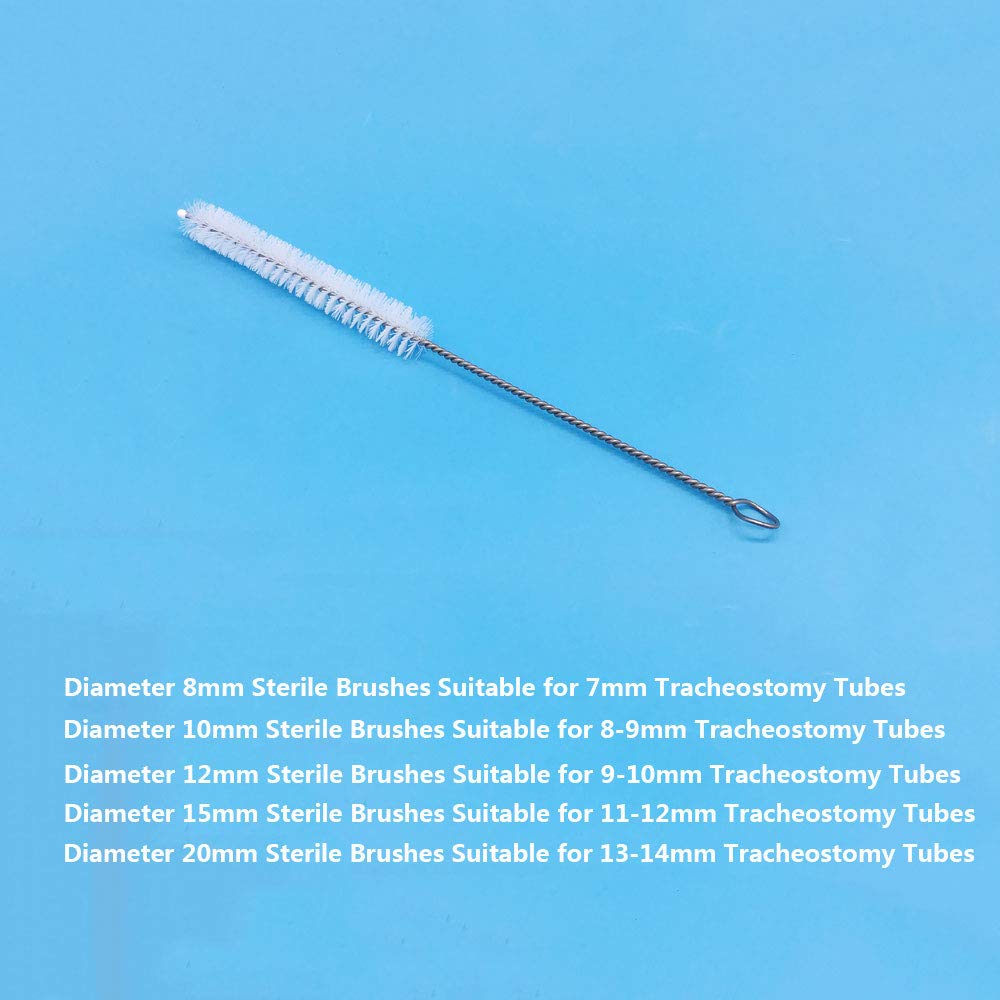 Spazzole sterili per tracheotomia - Spazzole per Tubo Gola 5 Pezzi - Scovolino per Tubi Medico con Manico in Acciaio Inossidabile e setole in Nylon,8mm