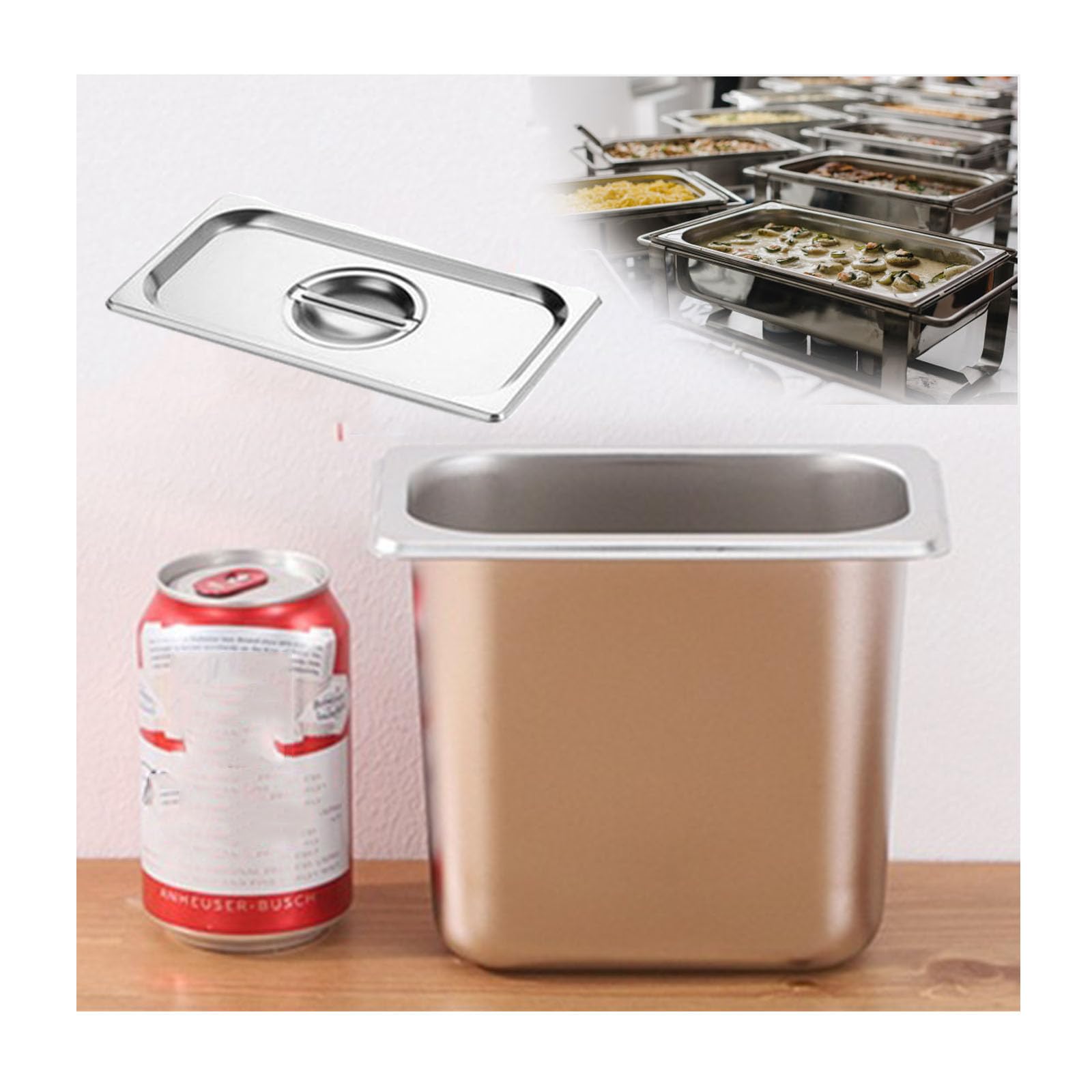 Mahlzeit Zutatenbehälters,Edelstahl Gastro Behälter GN Spülmaschinenfest,Stapelbar Tief Gastronormbehälter,1/9（17.5 * 10.8）,15cm1.2side