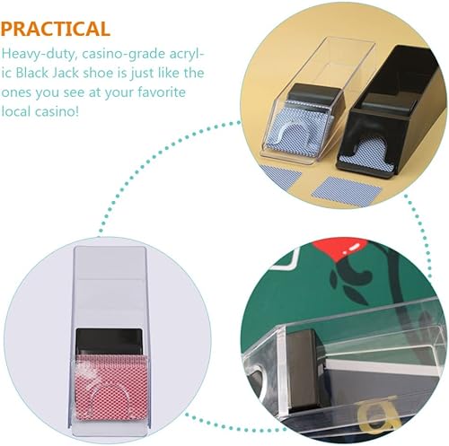 Miniatura 12 de BESPORTBLE Barajador de cartas, distribuidor de tarjetas de acrílico 6 cubiertos, zapatos y bandeja de desechos, juego automático de barajador