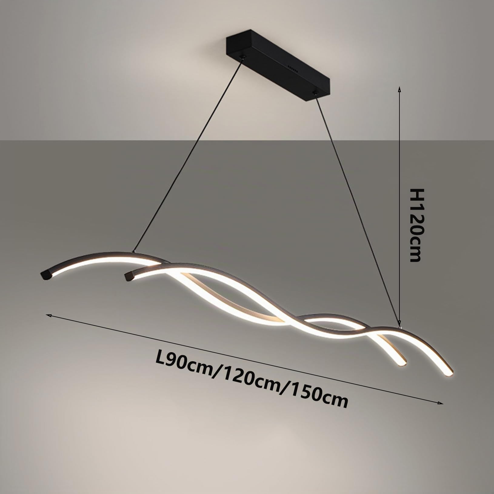 Bellastein Moderne LED pendelleuchte esszimmer dimmbar hängelampe esstisch schwarz, Wohnzimmer Küche Hängend Lampe Moderne Kreative Designer Kronleuchter Büro Leuchten Deckenleuchte (Schwarz, L90cm)