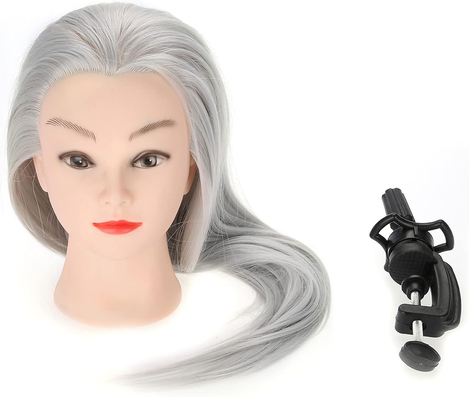 2 Colors Practice Head Mannequin Dolls, Training Head for Hairdressing Salon, High - Temperature Fiber with 30% Human Hair, Thick Non - Shedding Hair for Cutting and STYL (ET-172#)