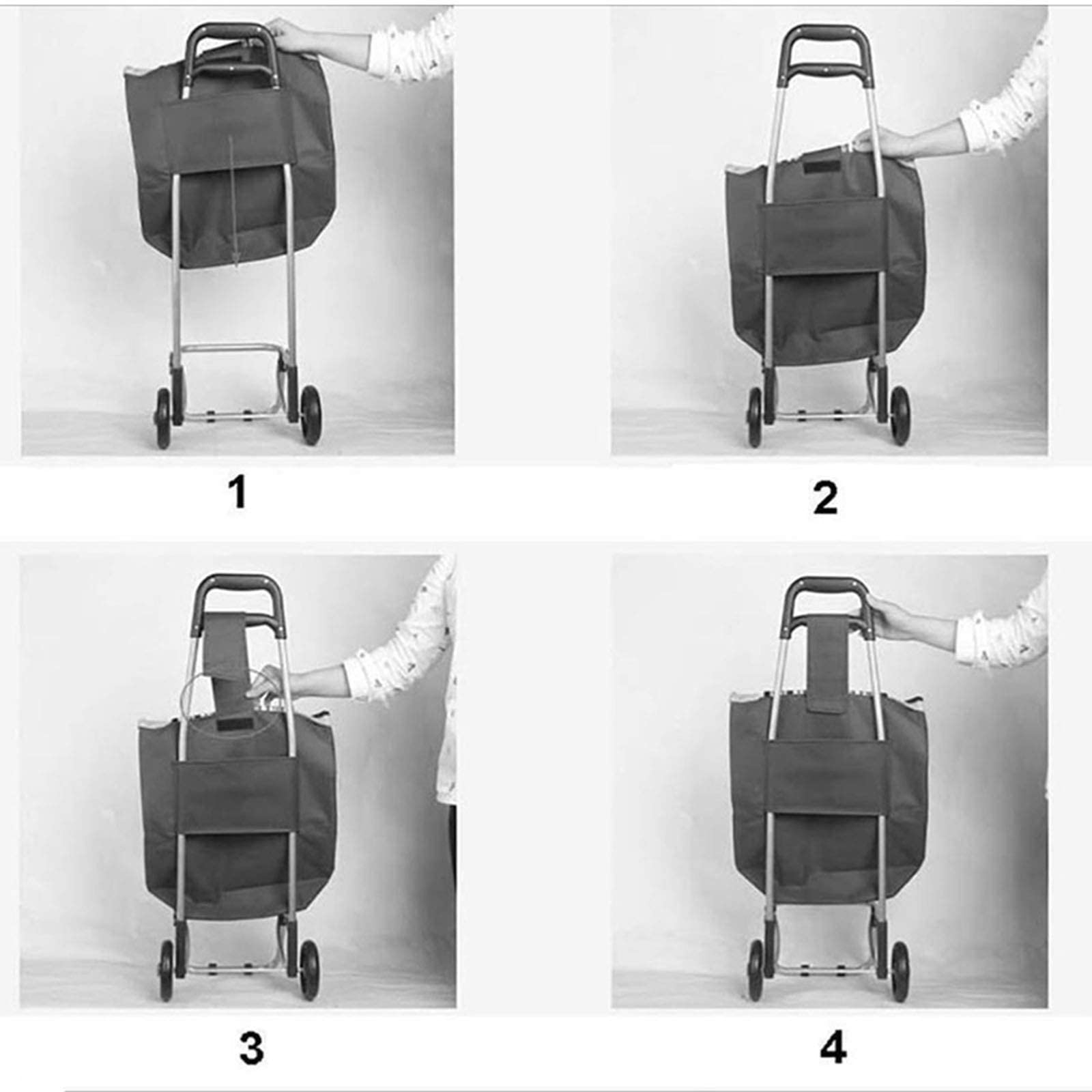 Bolsa de Repuesto para Carrito de Compras Reutilizable - Bolsa de 47L, con Bolsillos Laterales/Plegable (Color: