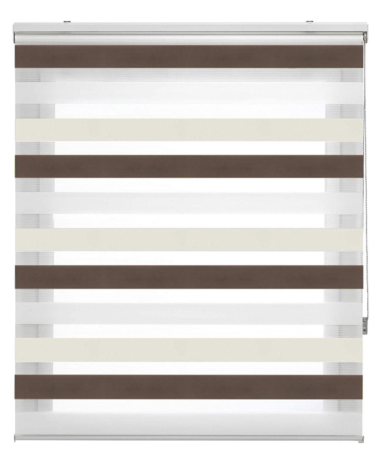 Estoralis Loras | Estor Enrollable Noche y Dia Diseño Moderno | Doble Tejido | Color Marron/Beige | 170 x 255 cm (Ancho/Alto) Tamaño Tela 167 x 250 cm | Estores para Ventanas y Puertas