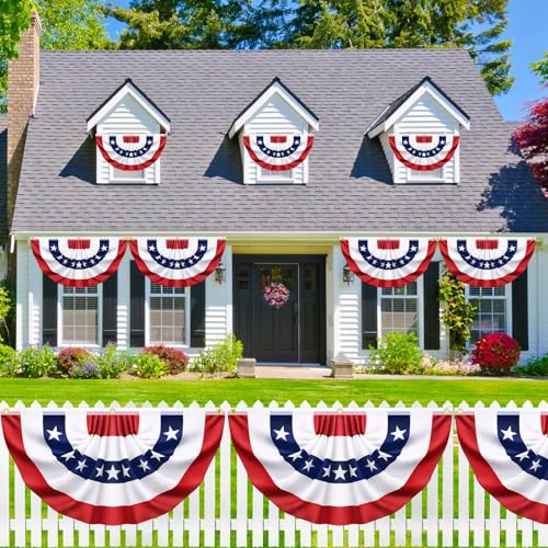 3x6 Ft 4 Pack American Pleated Fan Flag, USA Patriotic Flag Bunting Half Fan Banner for Outside Red White and Blue Decor Memorial Day Independence Day 4th of July Decorations by Olixmlya - Image 4