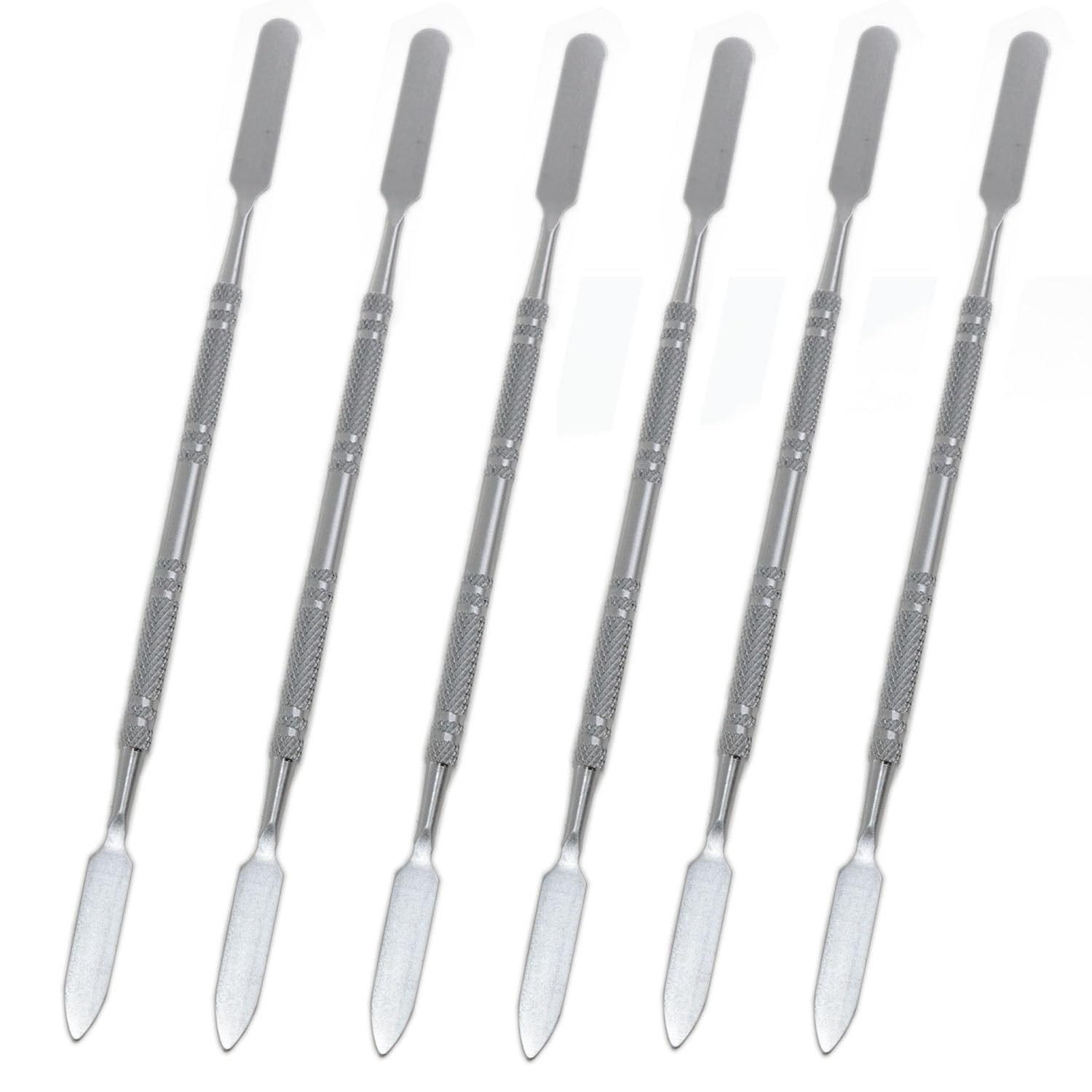 yukata Stainless Steel Spatula Lab Spatula Mini Metal Spatula Micro Spatula Art Spatula Conical Arrow End Flat End 6PCS (Wire Palette bar)