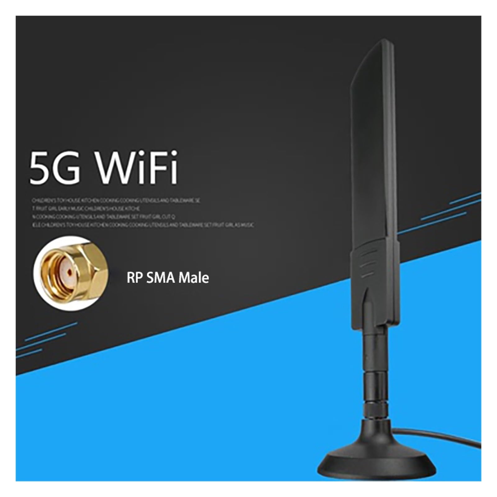 Antena De Doble Banda WiFi 5G, Amplificador Señal Omnidireccional, Completa 4G, Base Magnética TS9 For Tarjeta Red Enrutador Inalámbrico Cobertura más amplia(5G RP-SMA)