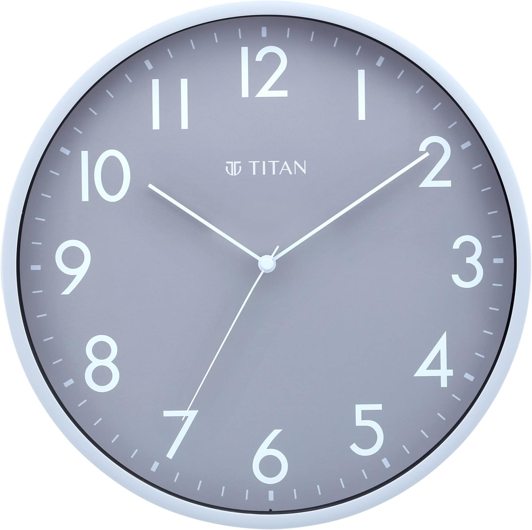Titan Contemporary Grey Sleek Wall Clock with Silent Sweep Technology 29.5 cm x 29.5 cm (Medium)(Plastic)